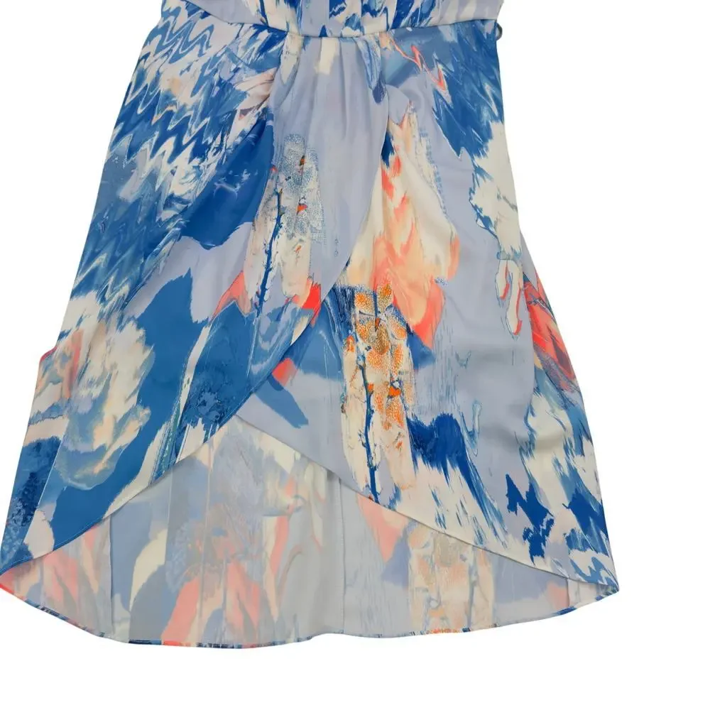 Chelsea28 Wrap Watercolor Artsy Art to Wear Spaghetti Strap Dress Women's SZ 14 - Picture 5 of 9